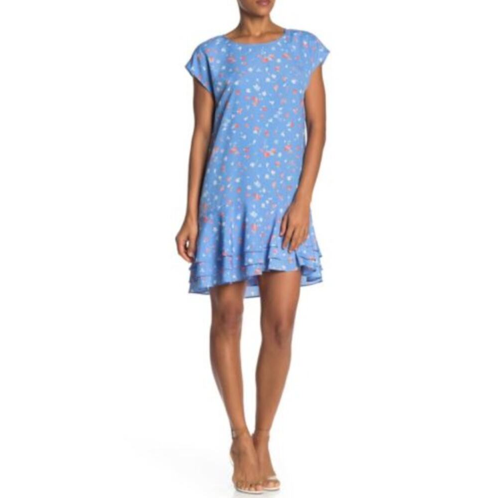 Joie Coreen Floral Tiered Dress Cornflower Blue Women's‎ X-Small Work Office